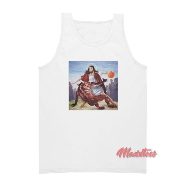 Jesus Crossing Up Satan Basketball Tank Top