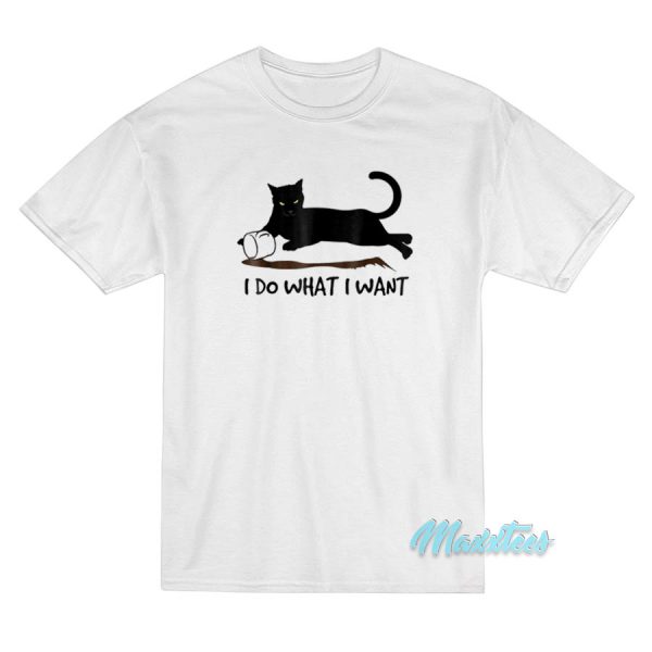I Do What I Want Black Cat Coffee T-Shirt