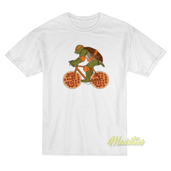 Ninja Turtle Cycling Wheel Pizza T-Shirt