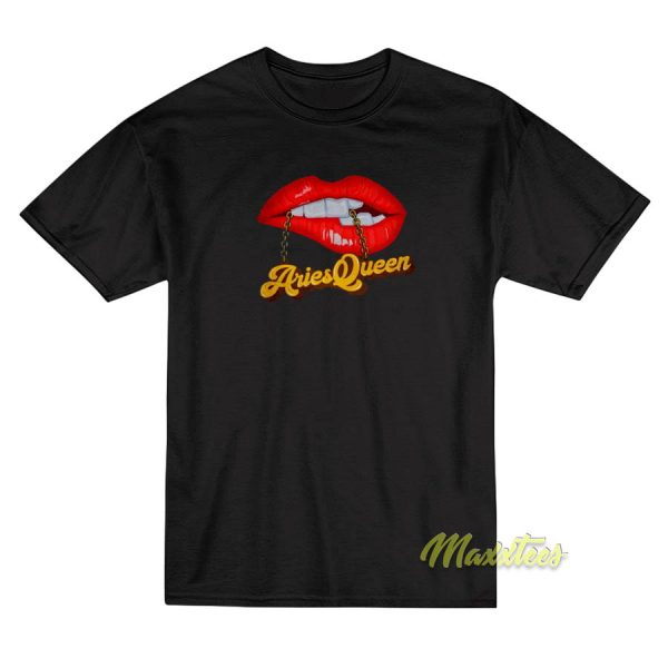 Aries Queen Red Lips Gold Chain T-Shirt