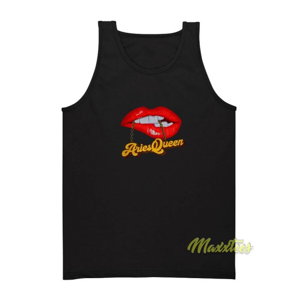 Aries Queen Red Lips Gold Chain Tank Top