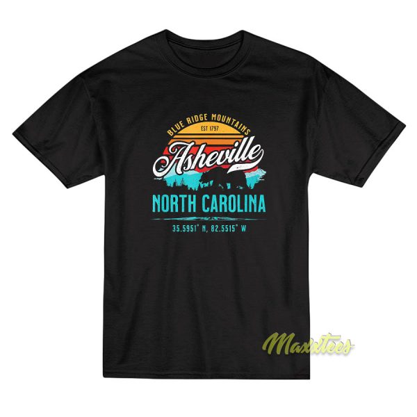 Asheville North Carolina Retro Blue T-Shirt