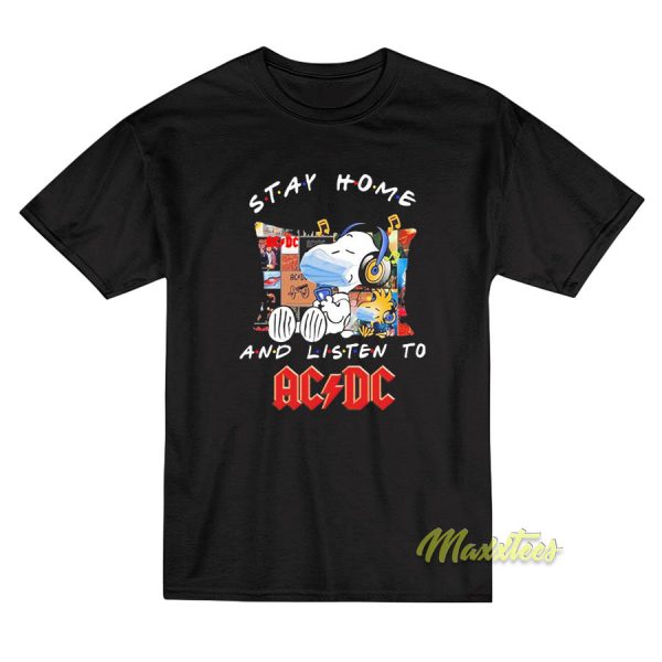 Snoopy and Woodstock ACDC Rock Band T-Shirt