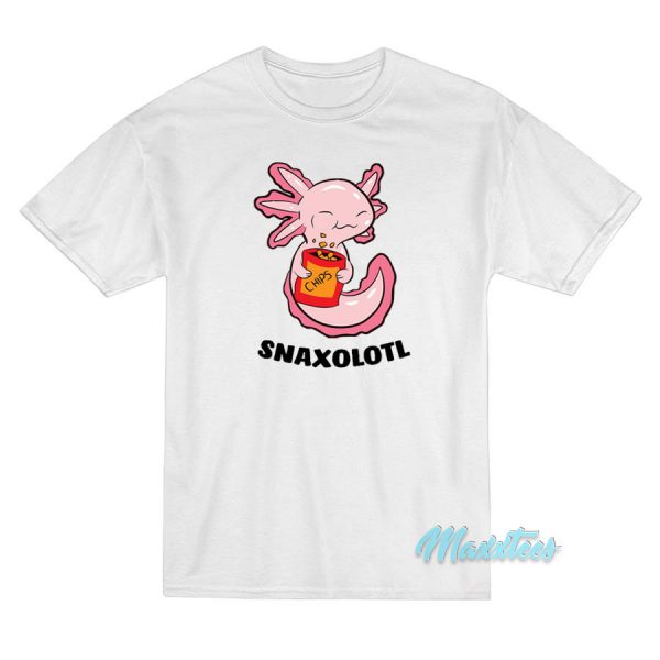 Snaxolotl Kawaii Axolotl Eating Chips T-Shirt