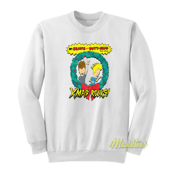 Mtv Beavis and Butthead Xmas Rocks Christmas Sweatshirt