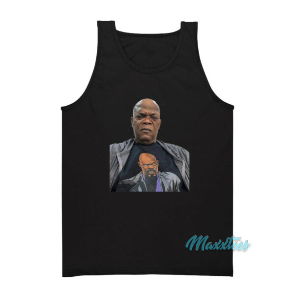 Samuel L. Jackson Wearing a T-Shirt Of Himself Tank Top