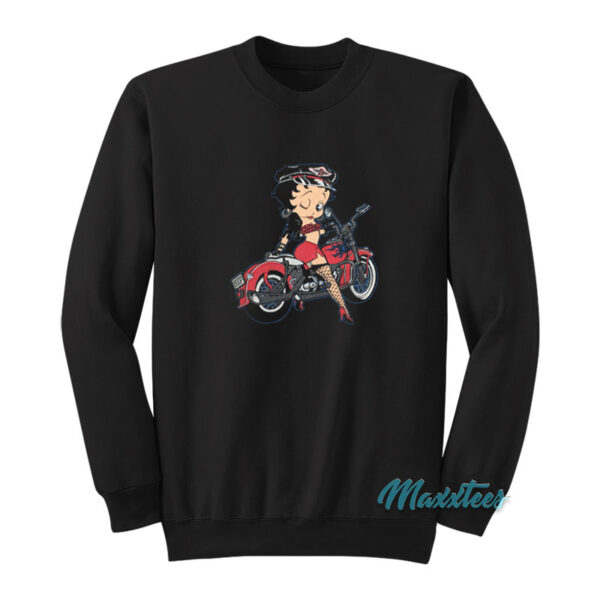 Betty Boop Riding Motorcycle Sweatshirt
