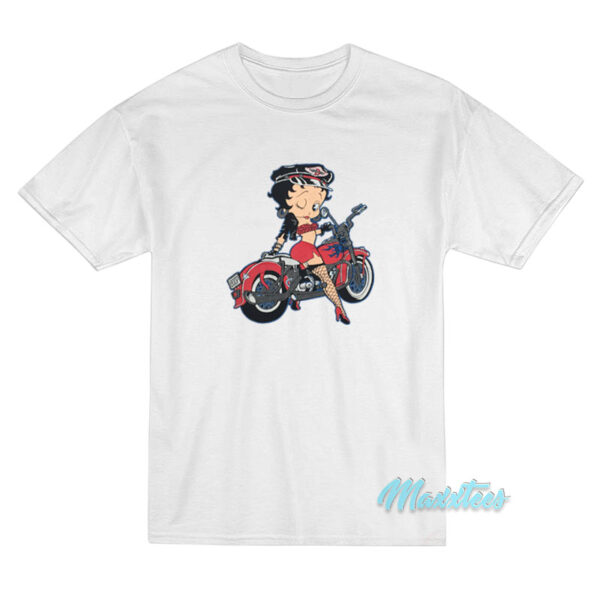 Betty Boop Riding Motorcycle T-Shirt