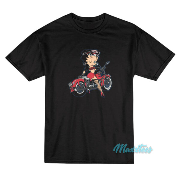 Betty Boop Riding Motorcycle T-Shirt