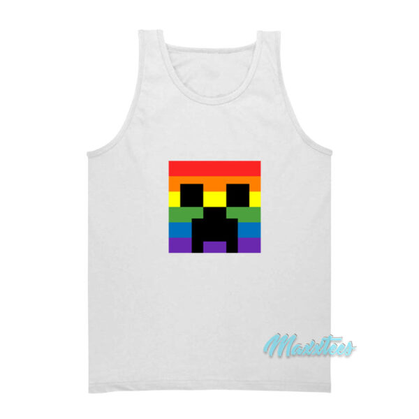 Minecraft Rainbow Creeper Face Tank Top