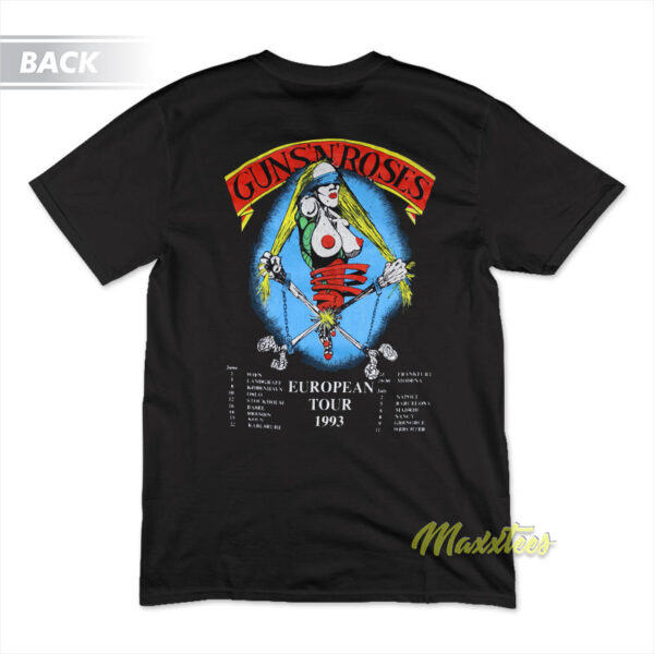 Guns N Roses Pretty Tied Up Euro Tour 1993 T-Shirt
