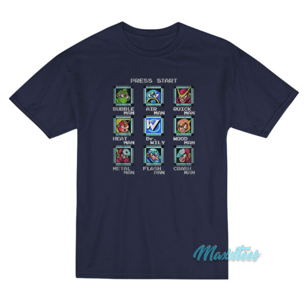 Mega Man Video Game Stage Select Press Start T-Shirt