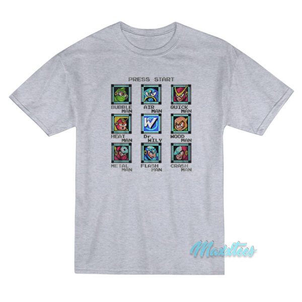 Mega Man Video Game Stage Select Press Start T-Shirt
