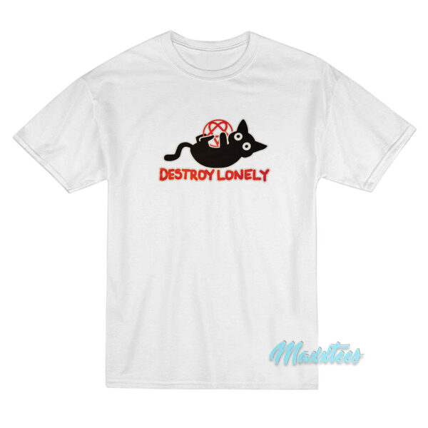 Kodone Destroy Lonely Black Cat T-Shirt