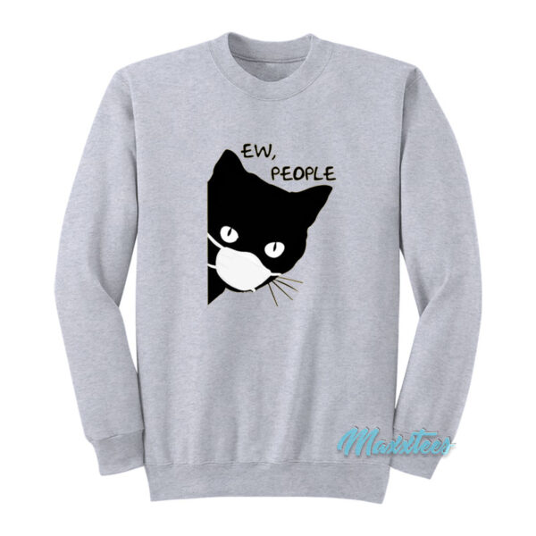 Ew People Black Cat Face Mask Sweatshirt