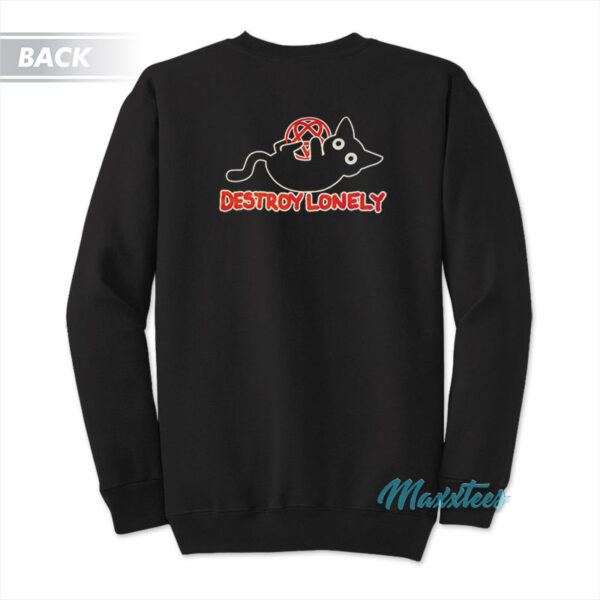 Kodone x Destroy Lonely Black Cat Sweatshirt