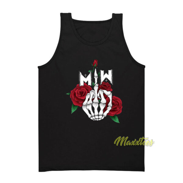Rose Middle Finger Motionless In White Tank Top