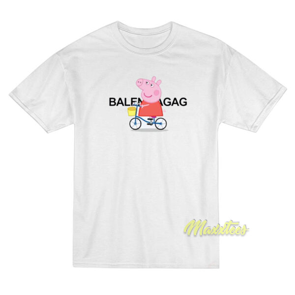 Balenciaga Peppa Pig Bicycle Parody Funny T-Shirt