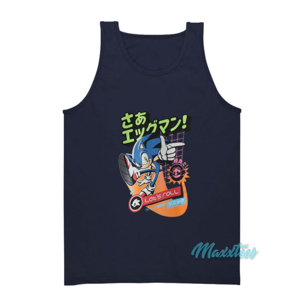 Sonic The Hedgehog With Kanji Let's Roll Tank Top
