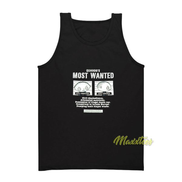 Family Guy Stewie Griffin Quahog's Most Wanted Tank Top