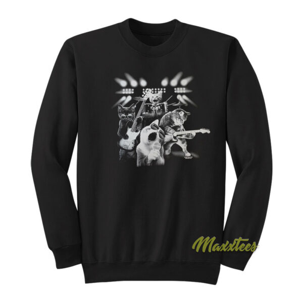 Cat Rock Playing Guitar and Drums Sweatshirt