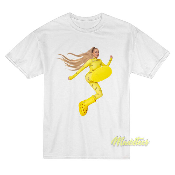 Paris Hilton Crocs Big Yellow Boot T-Shirt