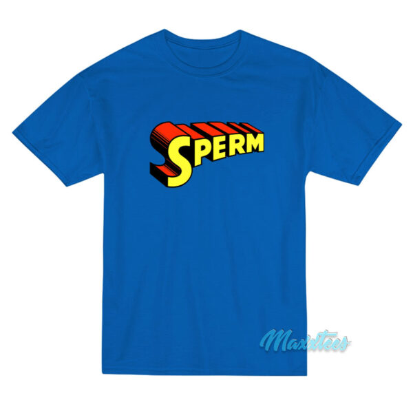 Super Sperm Superman Text Logo T-Shirt