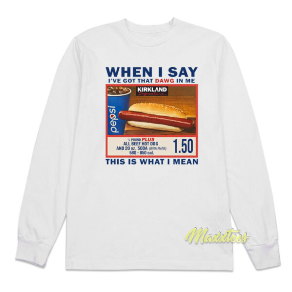 Kirkland Costco Hot Dog Combo Dawg Long Sleeve Shirt