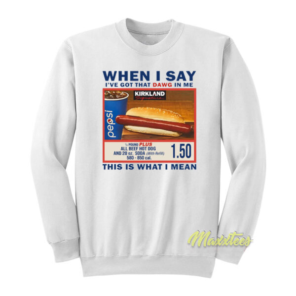 Kirkland Costco Hot Dog Combo Dawg Sweatshirt