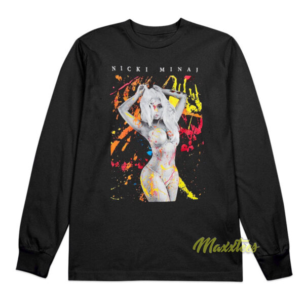 Nicki Minaj Paint Splatter Portrait Long Sleeve Shirt