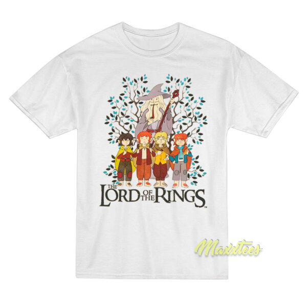 The Lord of The Rings Gandalf and Hobbits T-Shirt