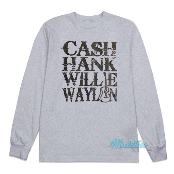 Johnny Cash Hank Willie Waylon Long Sleeve Shirt
