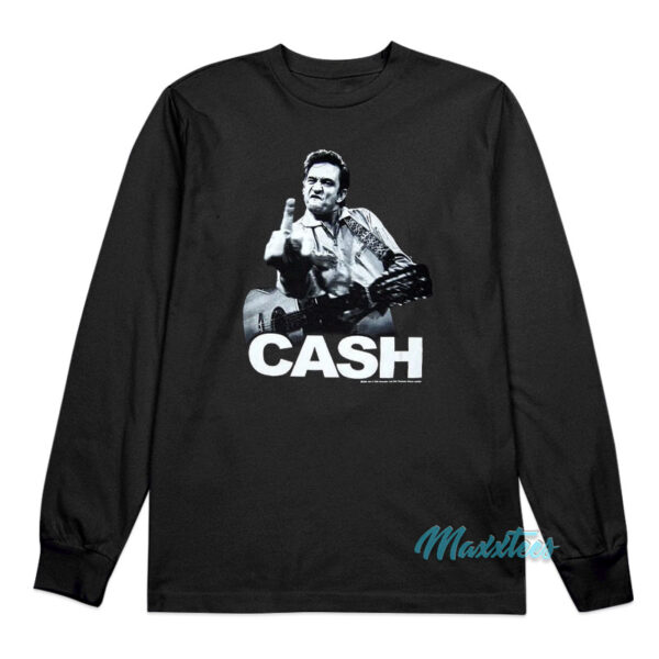 Johnny Cash Middle Finger Long Sleeve Shirt