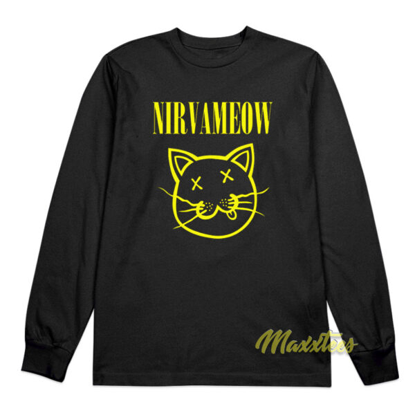 Nirvana Cat Nirva Meow Long Sleeve Shirt